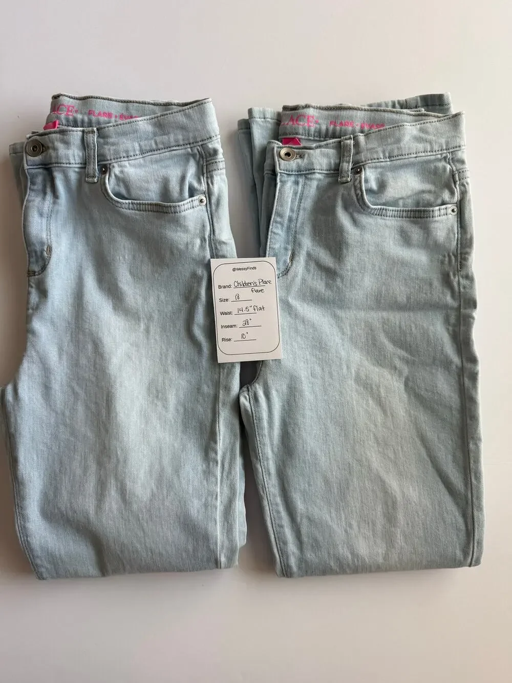 Children's Place Girls Flare Jeans Lot of 2 (Identical) Size 18 Light Wash